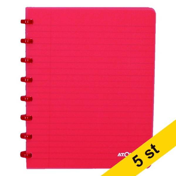 Skrivbok A5 linjerad | röd | 72 ark | Atoma Trendy | 5st