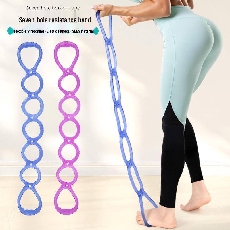 Sjuhåligt Elastiskt Motståndsband för Yoga & Styrketräning violett