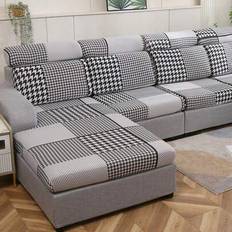 1pc Printed Stretch Sofa Seat Cushion Cover, L-Shaped Sofa Cover, Separate Sofa Backrest Cover, Furniture Protector, Stretch Sofa Cushion Cover, Sofa - Black and White - Single Seat,2 Seater,3 Seater,4 Seater,Sofa Back Covers,L-shaped