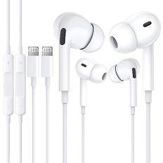 iPhone Hörlurar med kabel, 2 stycken, In-Ear-hörlurar, Lightning-hörlurar, kompatibla med iPhone 14/13/12/11/8/7/X/Pro/Pro Max Ipad