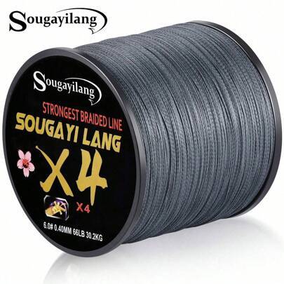4 strängar flätad PE fiskelina 109yds 18-66LB nötningsbeständig fisketrådslina för saltvatten och sötvatten - Grå (Multi-size)