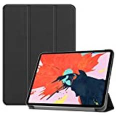 SATURCASE Apple iPad Pro 12.9 (2018) skal, PU läder flip vikbar Folio stativ skydd surfplatta fodral med automatisk standby/väckarklocka för Apple iPad Pro 12.9 (2018) (svart)