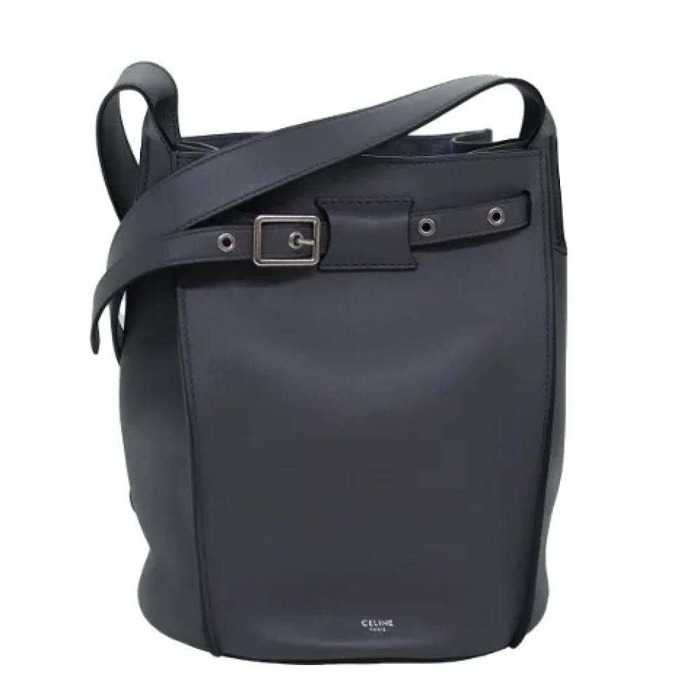 Celine Vintage Pre-owned Leather Bucket Bag - Vintage - Dame - Grå - ONE SIZE - Læder