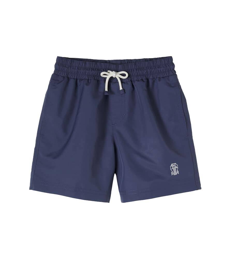 Brunello Cucinelli Kids Logo swim trunks
