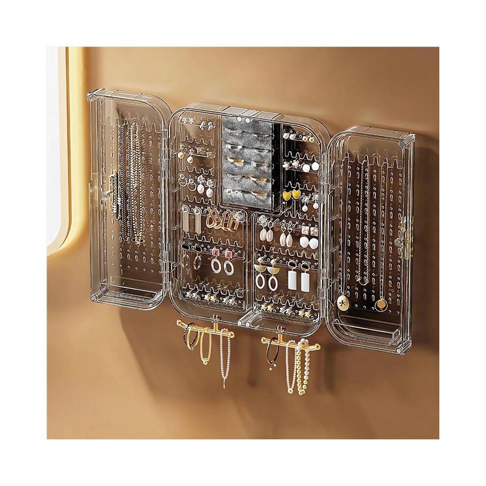 Wall Mounted Jewelry Storage,Earring Holder Display Rack,No Punching Transparent Storage Hanging Case,JewelryOrganizer B
