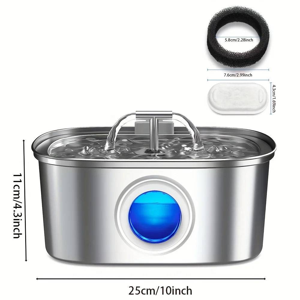 3.2L Stainless Steel Automatic Pet Water Fountain with Visual Window - cat fountain / 3.2L