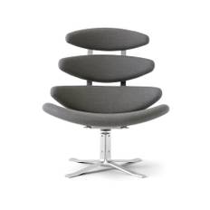 Fredericia Furniture - Corona Chair, Brushed Chrome, Fabric Cat. 2 Fiord 151 - Fåtöljer - Poul M. Volther