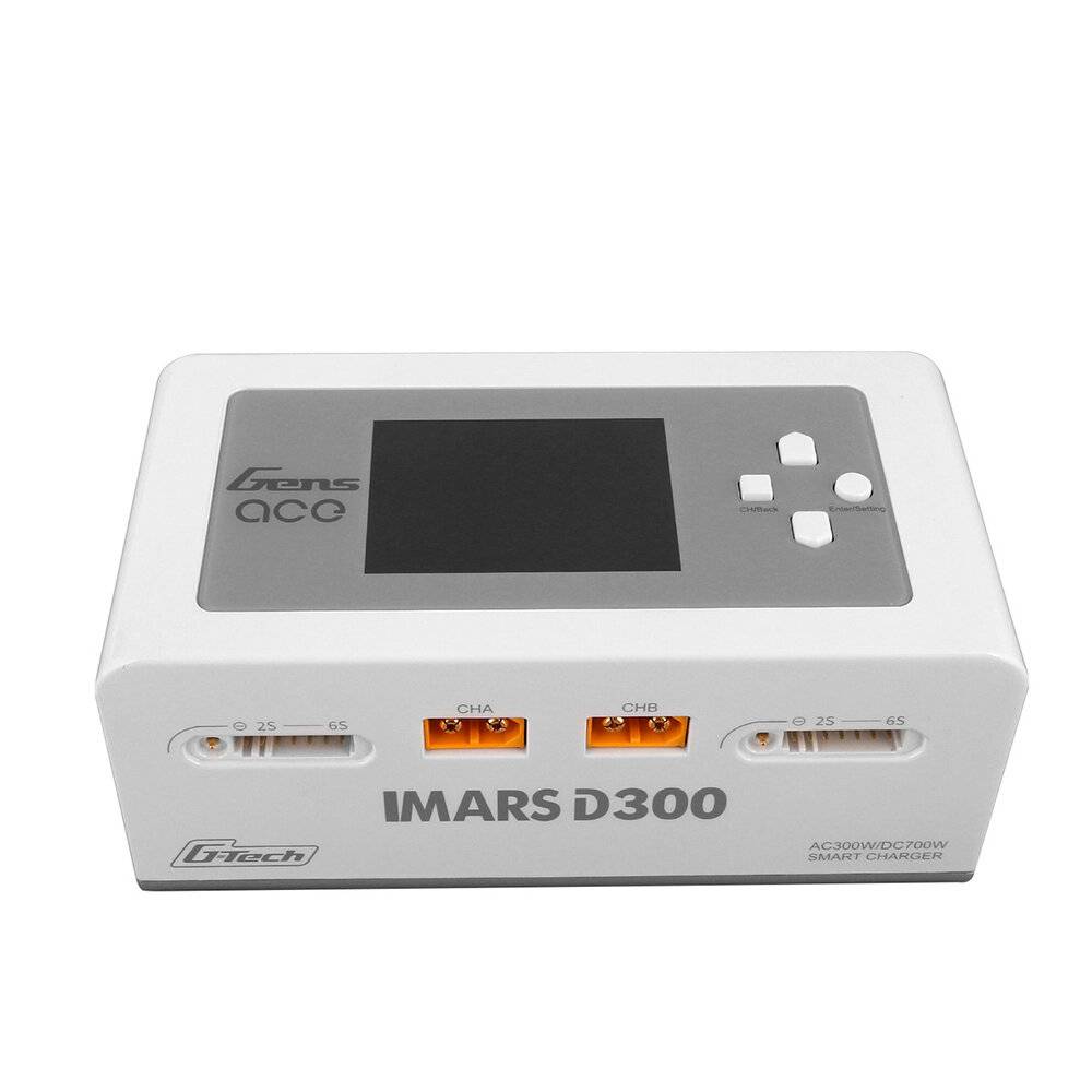 Gens Ace IMARS D300 G-Tech Channel AC 300W DC 700W 16Ax2 RC Smart Balance Laddare för 1-6S LiFe Lipo LiHV 1-16S NiMH-bat