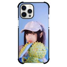 New Jeans Hanni Phone Case For iPhone and Samsung Galaxy Devices - Hanni Holding Bunny On Blue Background