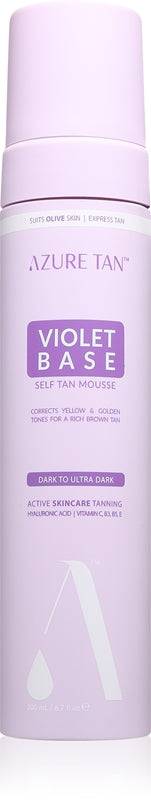 Azure Tan Violet Base brun utan sol-mousse för kroppen färg Medium to Ultra Dark 200 ml