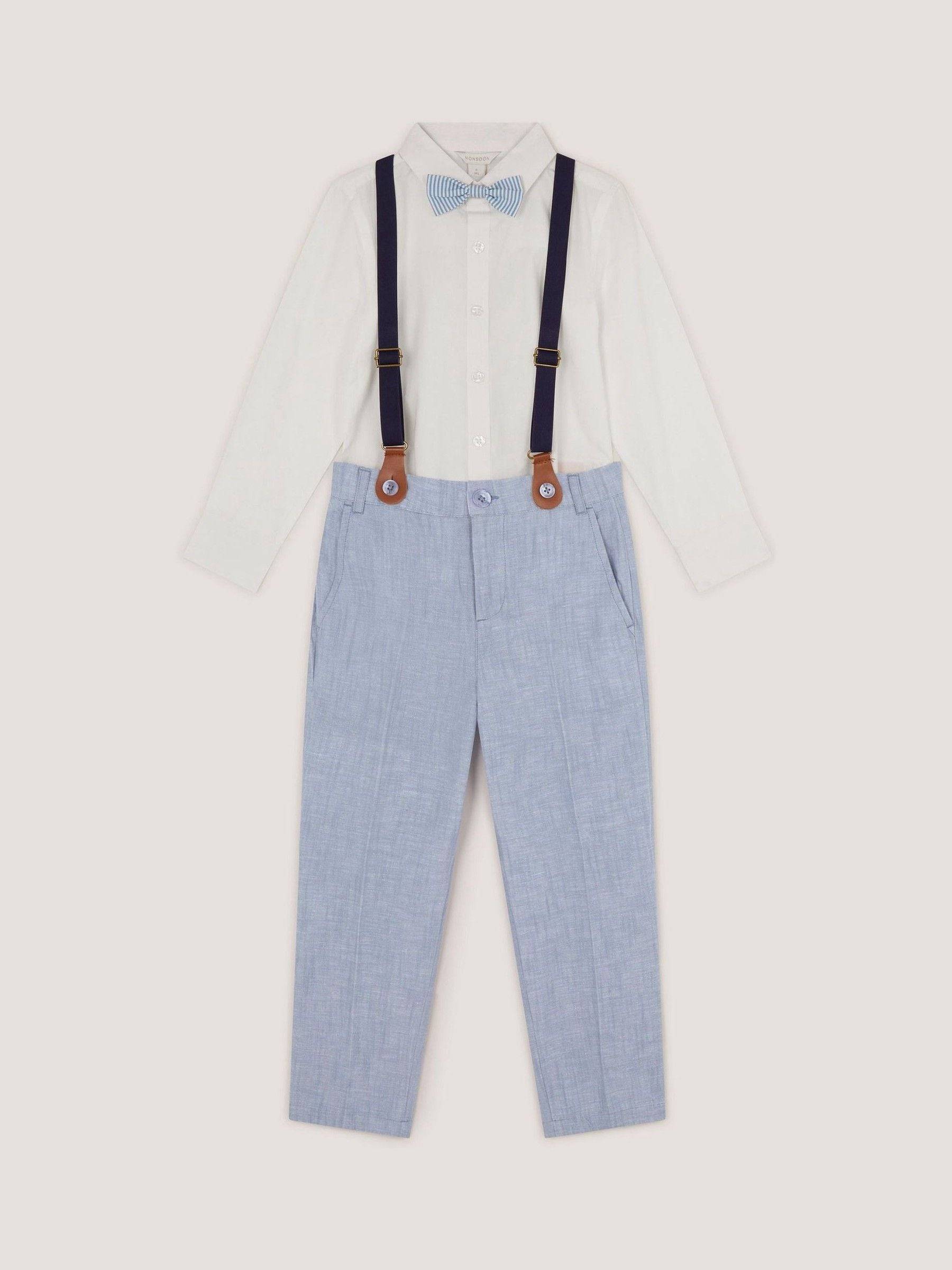 Monsoon Monsoon Blue Aiden Shirt and Trouser with Braces - 68-80cm (6-12 Months)