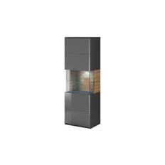 Toreno Vitrinskåp 39 djup 53 cm bred 159 hög Mörkt Trä Glas - Antracit/Natur