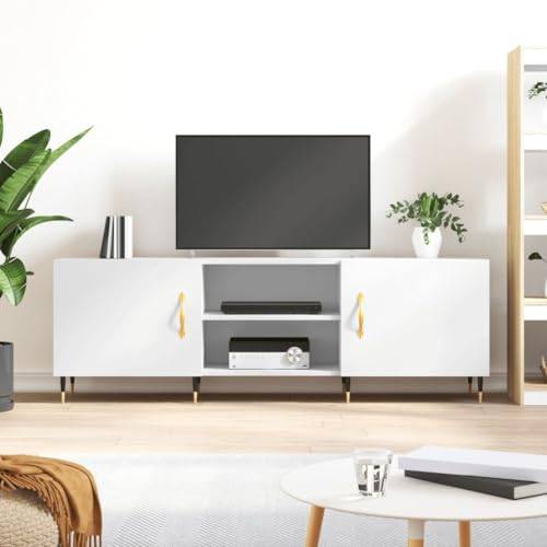 Rantry Hem Skåp TV-ställ Vit 150 x 30 x 50 cm i flerskiktat trä, TV-ställ TV-bänk Bas TV-skåp för vardagsrumsbord Industriellt TV-ställ vardagsrum r