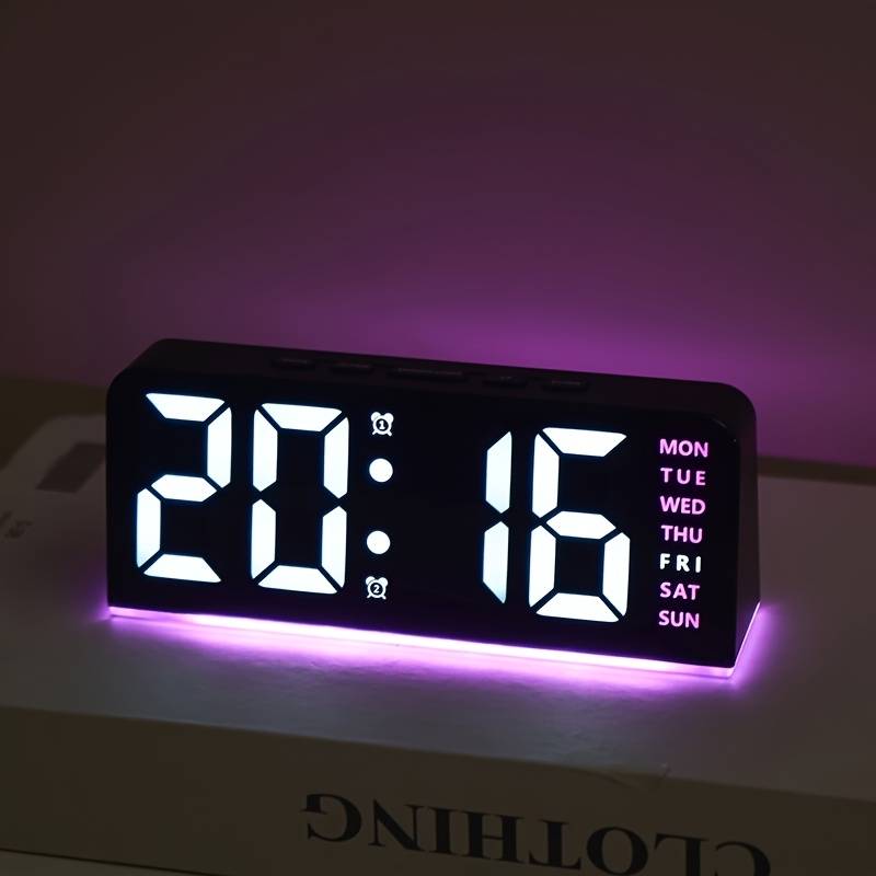 7'' LED Digital Alarm Clock Table Clock Three-Level Adjustable Brightness Dimmer/Dual Alarm/Temp/Date/Night Light for Bedrooms