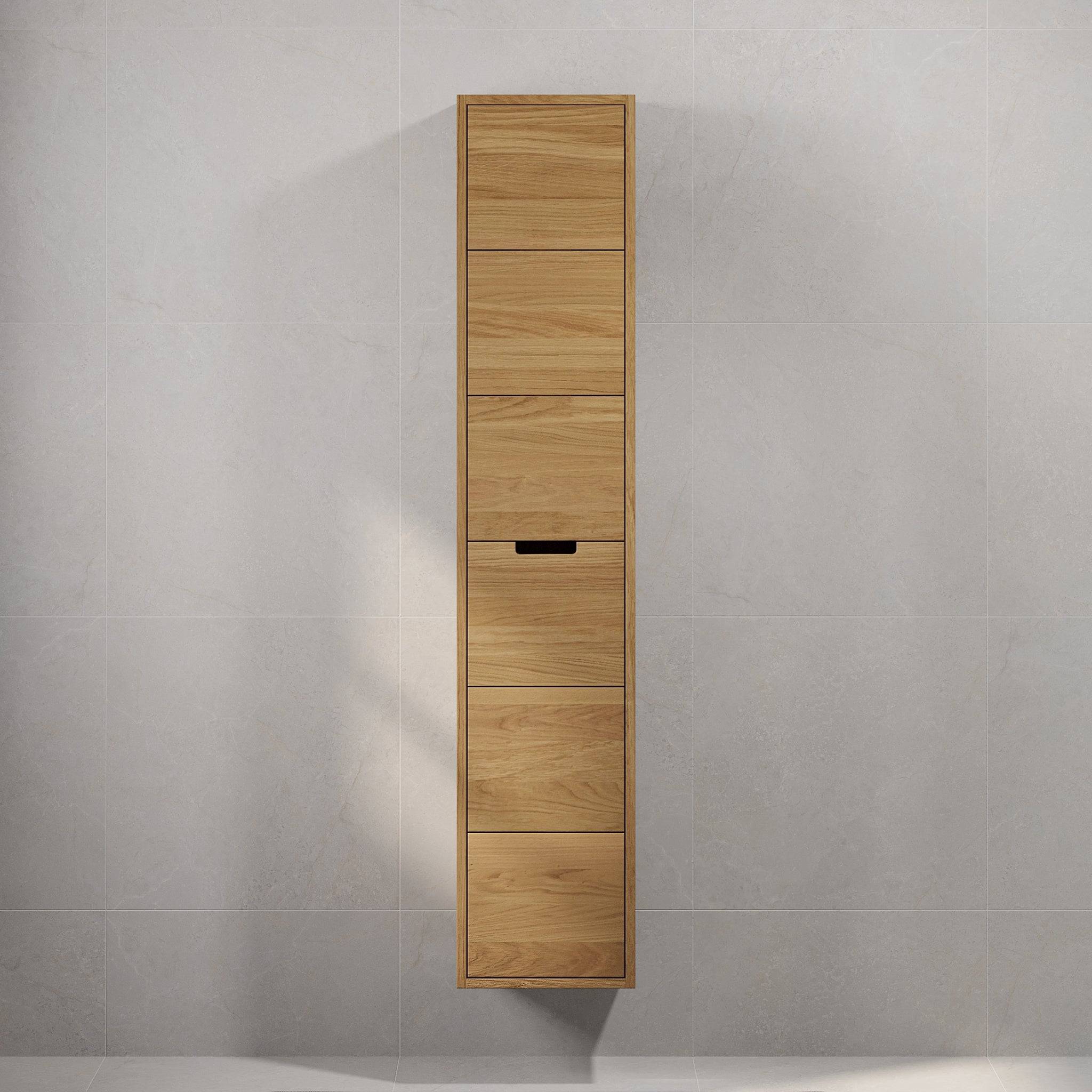 Overskab i massiv egetræ - 1 dør - 35x19x90 cm - olieret eg - Gribskov - 2 låger