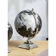 DONREGALOWEB - Världsboll - Svart jordglob med metall fot silver 30 cm x 20 cm diameter