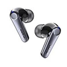 EarFun Air Pro 3 Bluetooth-hörlurar i örat, 43 dB, hybrid, aktiva, brusreducerande hörlurar, trådlösa, HiFi Sound Qualcomm aptX adaptive, 6 mikrofoner, CVC 8.0 samtal, multipoint, 45H batteri,