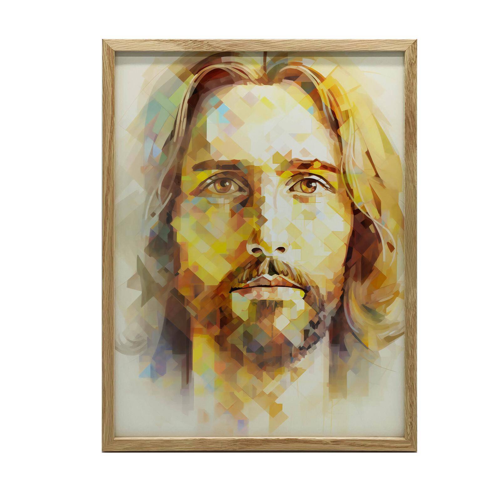 Modernt Ansikte av Jesus Modernt Ansikte av Jesus, 30X40 Cm, Ram Trä Ljus Ek, Matt Papper 230 Gsm 36