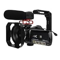 Jectse 4K-videokamera, videokamera för Vlogging WiFi 4K 30FPS 30 MP Full HD, 3,0 tum vridbar pekskärm, IR nattsyn, 32X digital zoom, med mikrofon, stabilisator,