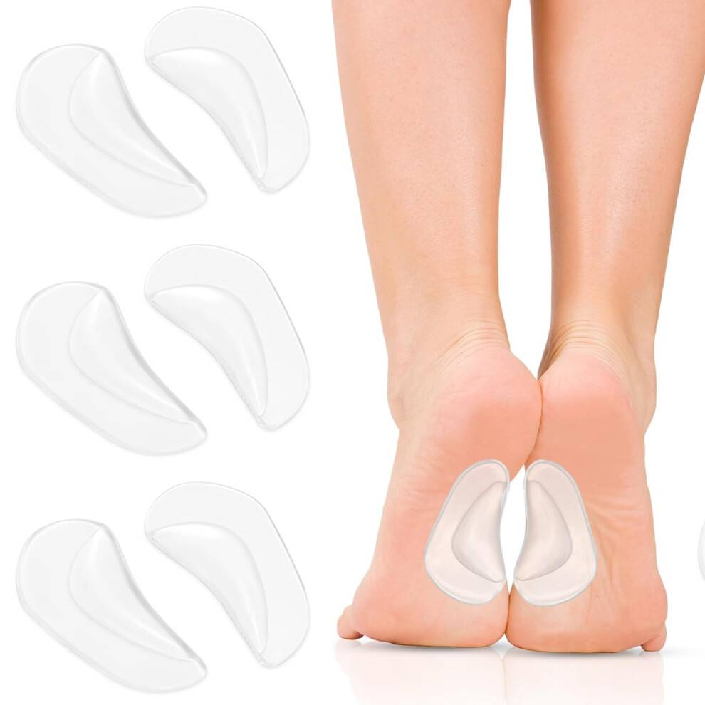 Svangstøtteindlæg til platfod, plantar fasciitis gel svangstøtte silikone ortopædiske indlæg med selvklæbende design, genanvendelig skopude