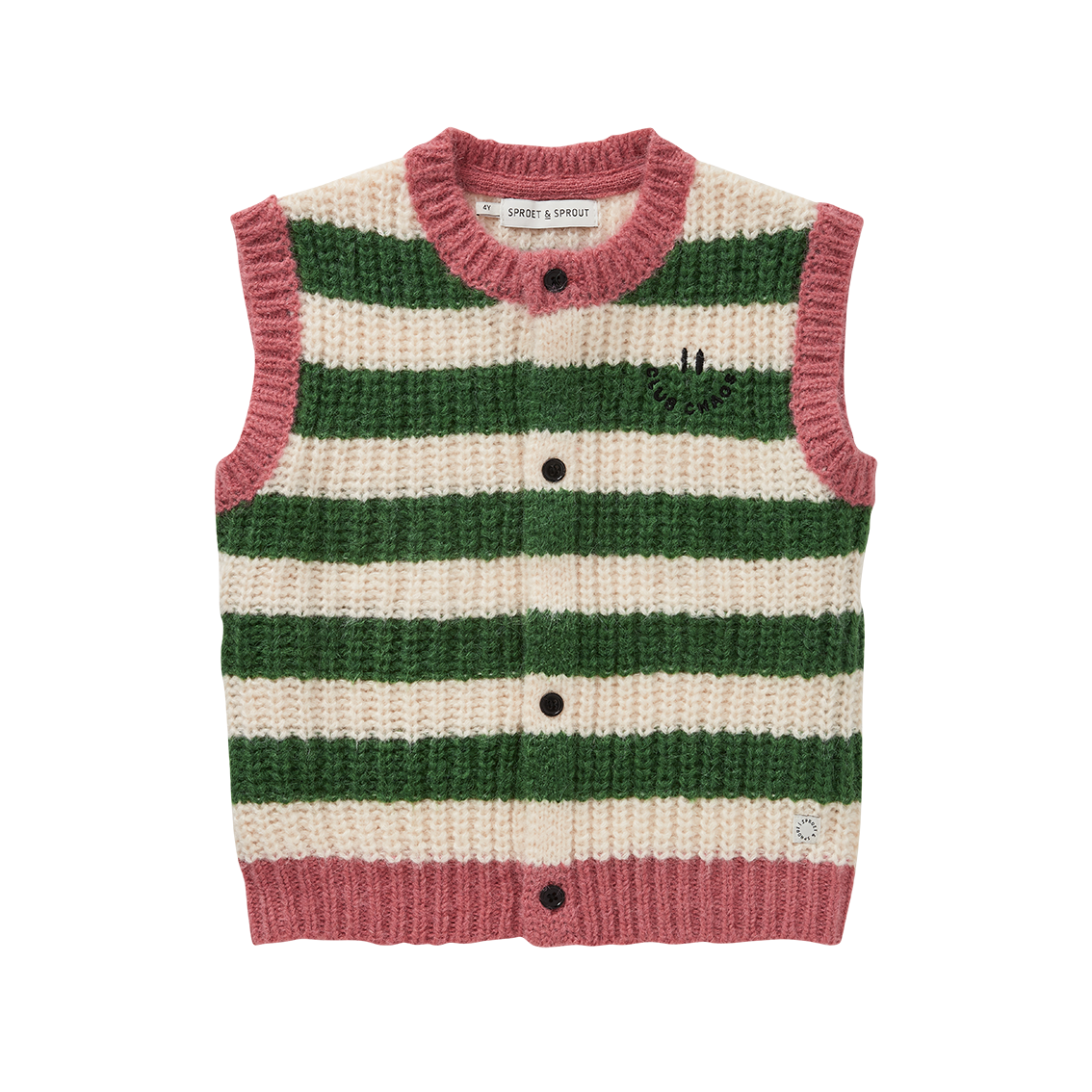 Sproet & Sprout | Knitted vest stripes | Deep green - 6Y