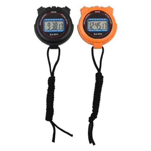 Tiardey Sport Stoppur Timer med Snöre, Multi-Function Sport Digital Stoppur Stor Display, med 12/24 timmars klocka Alarmkalender (svart+gul)