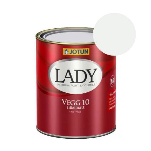 TILBUD: JOTUN LADY Væg 10 Vægmaling 0,68 l. (Glans 10). Farve: 9016 Traffic White.