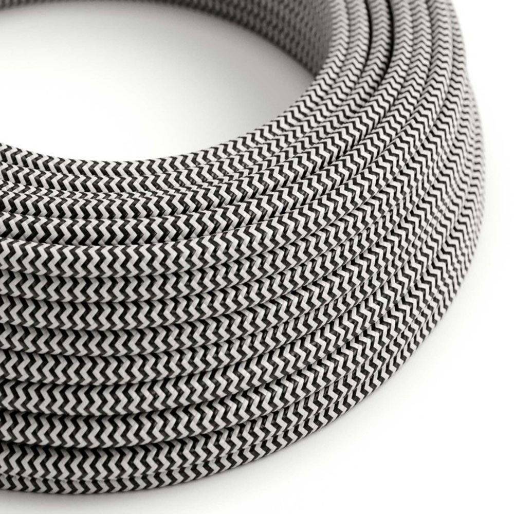 Textilkabel Rayon Zigzag Svart/Vit 3x0.75 mm²