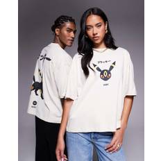 ASOS DESIGN – Pokémon – Beige, tvättad t-shirt i oversize och unisex-modell med Umbreon-tryck-Naturlig