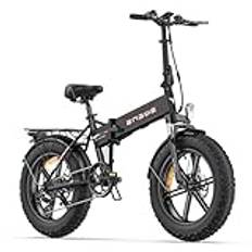 ENGWE Elektriska Cyklar - Elcykel med 48V 13Ah Avtagbart Batteri, Hopfällbar Elcykel 20 * 4.0 Tum, Elcykel Shimano 7-Växlad med LCD-Display, Räckvidd upp till 120 km EP-2 (Svart)