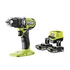 Ryobi 18v RPD18bL1-2C20S borr med 2 2ah batterier och snabbladdare