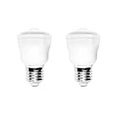 2-pack LED infraröd rörelsedetektor lampa smart glödlampa rörelsedetektor nattlampa för säkerhet, E27-sockel, 2 W, 3 000 K varm vit, bil på/av för hall, trädgård