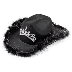 Svart cowboyhatt med tiara