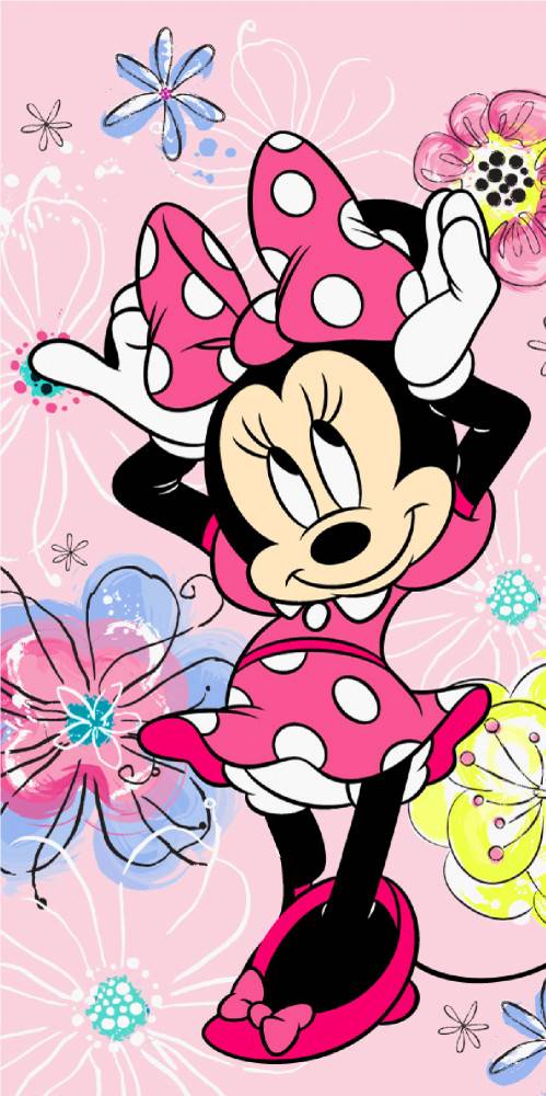 Disney Mimmi Pigg Rosa rosett badhandduk, strandhandduk 70x140 cm