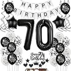Ballonger 70-årsdag dekoration kvinnor man svart vit, dekoration 70. Födelsedag kvinnor, tårtdekoration 70 födelsedag kvinnor, födelsedagsdekoration 70 år män svart ballong 70. födelsedag kvinna