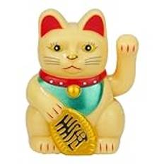 Lycklig katt vinkande arm – söt vinkande katt, Feng Shui lycklig katt, livlig rörlig armstatyett | Maneki Neko Fortune Cat, lyckopengar kattstaty perfekt för heminredning, utrymmen och rikedom