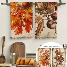 2 st/4 st/12 st ekorre, igelkott, tallkotte kökshandduk i höststil, Thanksgiving disktrasa, mikrofibermaterial, 40x60 cm digitaltryckt mönster, lämpli - Multifärgad (40*60cm)