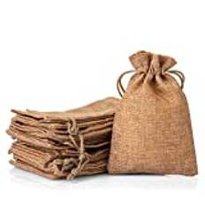 Naler Presentpåsar i jute, påsar med dragsko i säckväv, för fest, jul, adventskalender, pyssel, bröllopsgåva, present, 10 x 14 cm, kaffe, 24 st