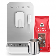 Smeg BCC12WHMEU Espressomaskine Hvid Inkl. Mælkekande 0,35L & Rigtig Kaffe Crema Intenso 1kg Hele kaffebønner