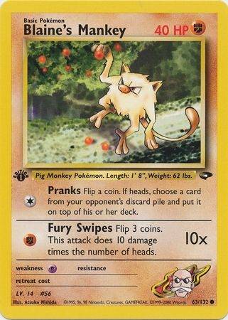 Blaine's Mankey - 63/132 - 1st Edition - Let Brugt (LP).