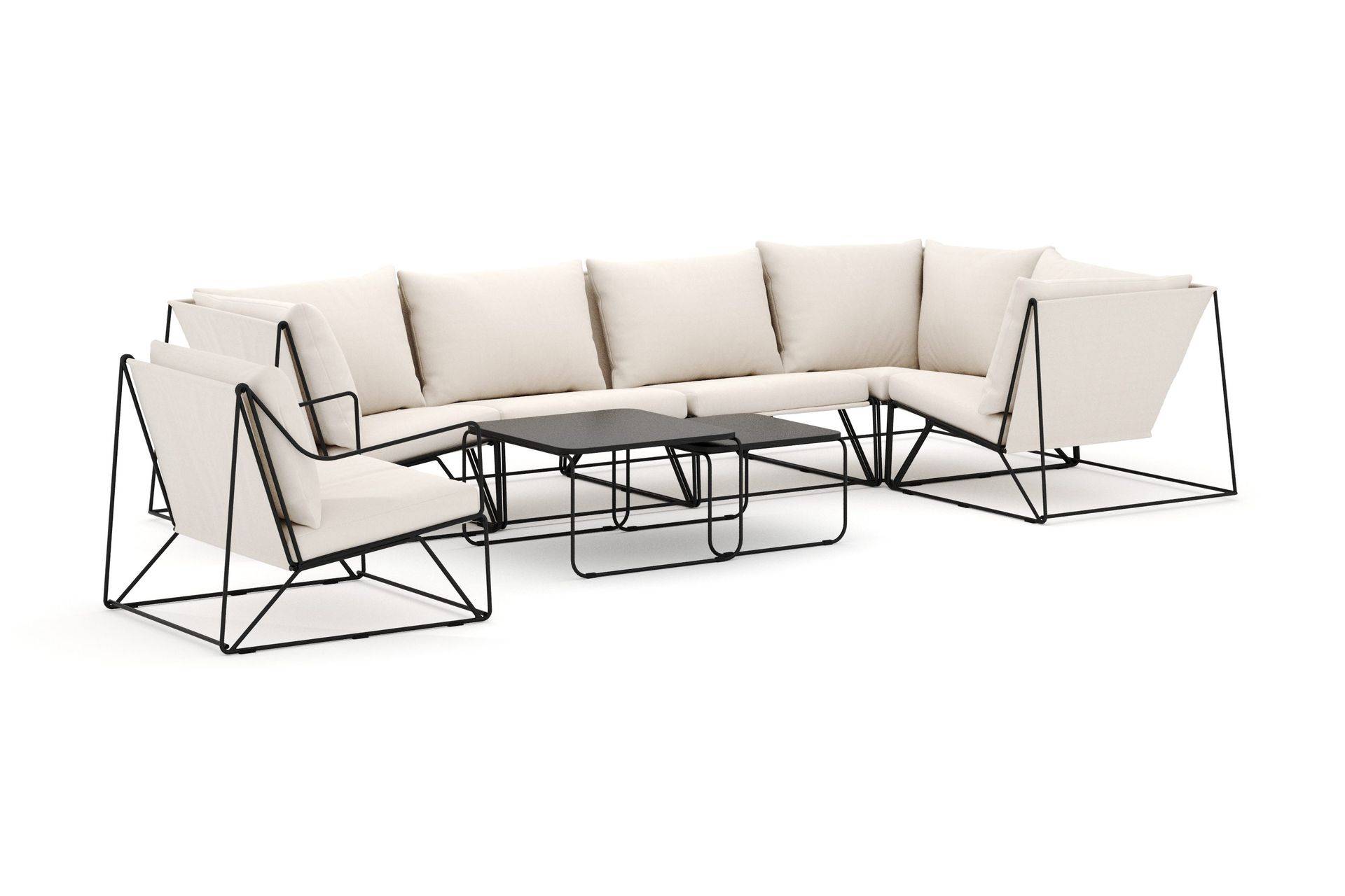 Comfort Garden Usteryd utomhus hörnsoffa 6-sits vändbar med fåtölj - Svart/Beige Loungesoffa
