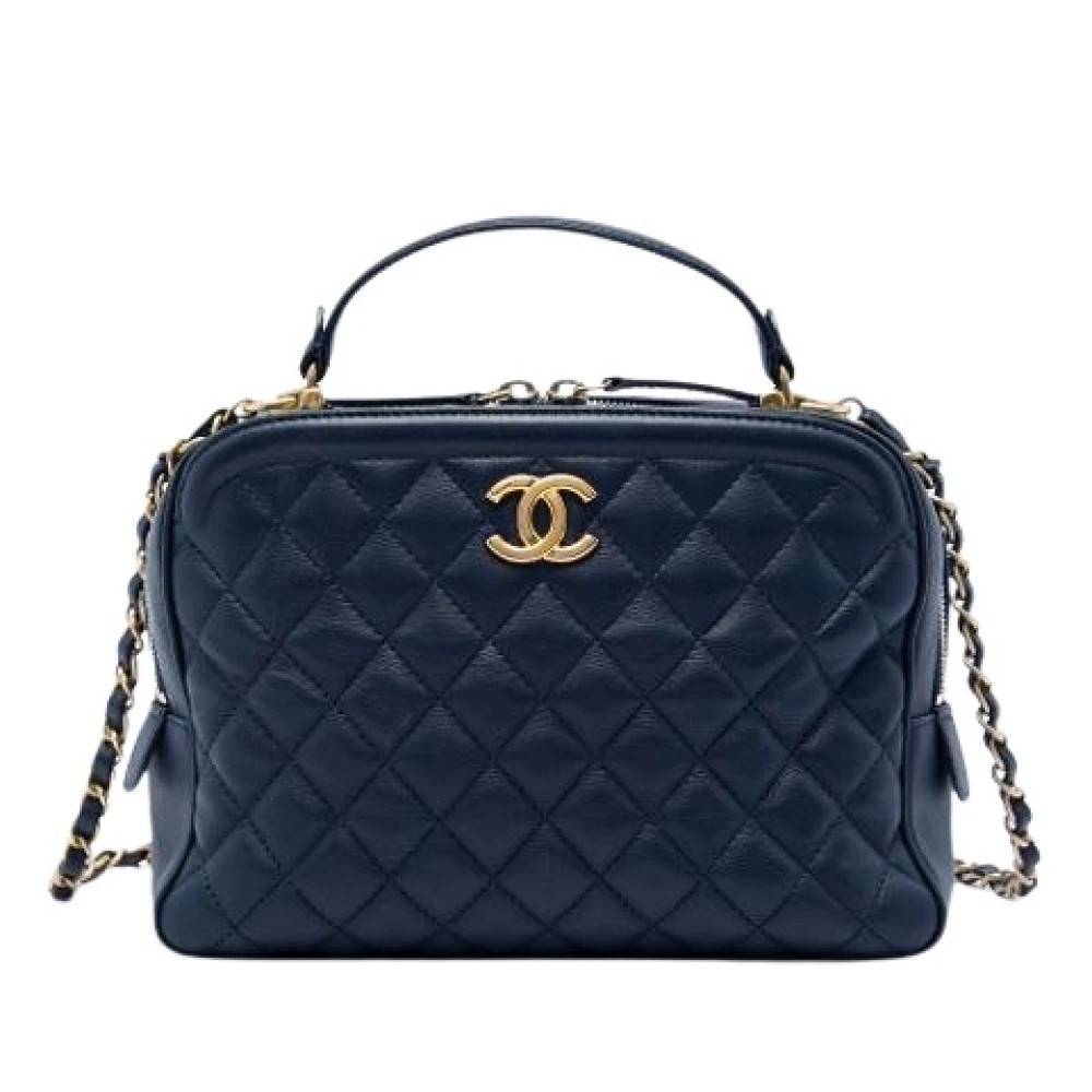 Chanel Vintage Pre-owned Vintage Satchel - Vintage - Dame - Blå - ONE SIZE - Uld