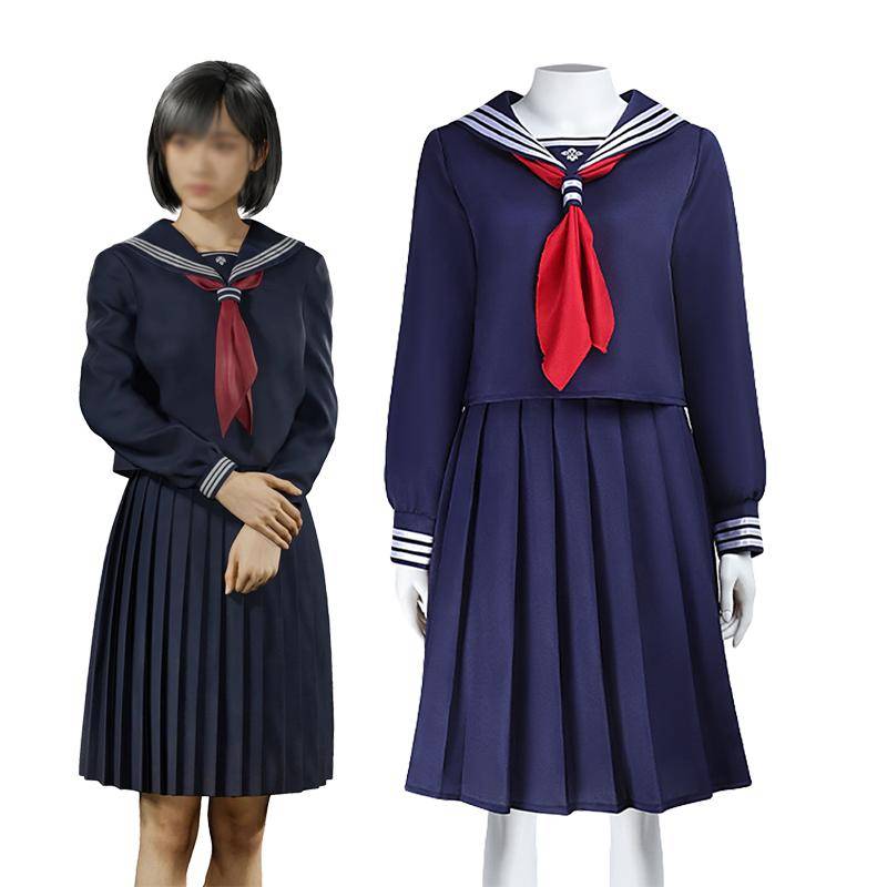 Game Hinako Shimizu Cosplay Costume Silent Women's School JK Uniform Hill Navy Blue Sailor Suit Hallowen Carnival Party Outfit cm