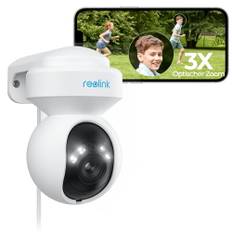 Reolink 5MP PTZ Überwachungskamera Aussen,3X Optischer Zoom, 2,4/5GHz WLAN Kamera Outdoor mit Personen-/Fahrzeugerkennung, Automatischer Verfolgung, Vollfarb-Nachtsicht, 2-Wege-Audio, E1 Outdoor
