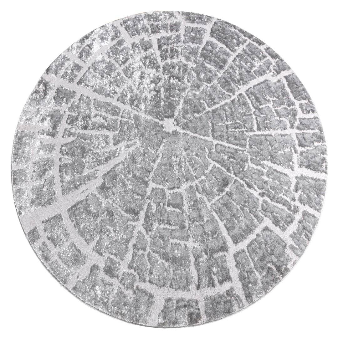 Rundt gulvtæppe Trex Tree 2 - hvid/grå, 100 cm