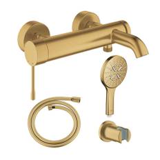 Grohe Essence New kararmatur inkl. håndbruser, holder og slange i børstet messing