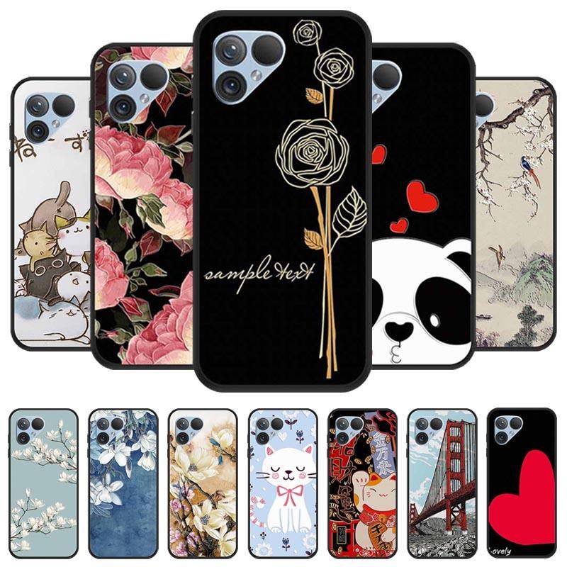 För Fairphone 5 Fodral 3D Präglad Blomma Svart Silikon Mjukt Skyddsfodral För Fairphone 5 Fodral Fairphone5 Söt Katt 3D Prägling