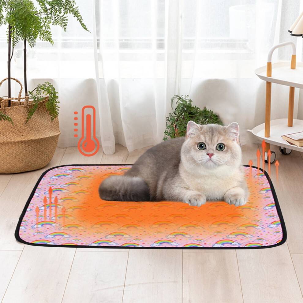 Selvvarmende vintermåtte til katte og hunde, skridsikker, maskinvaskbar, 15x11 tommer, lyserød – kompatibel med indendørs/udendørs brug
