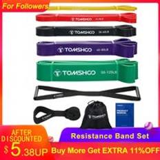 Tomshoo motståndsband set gym styrketräning gummislingor band träning fintess träningsband dörrankare ankelrem