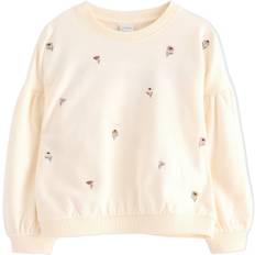Lindex Mjuk Sweatshirt i Bomullstrikå med Str 116 - White Sweatshirts hos Magasin
